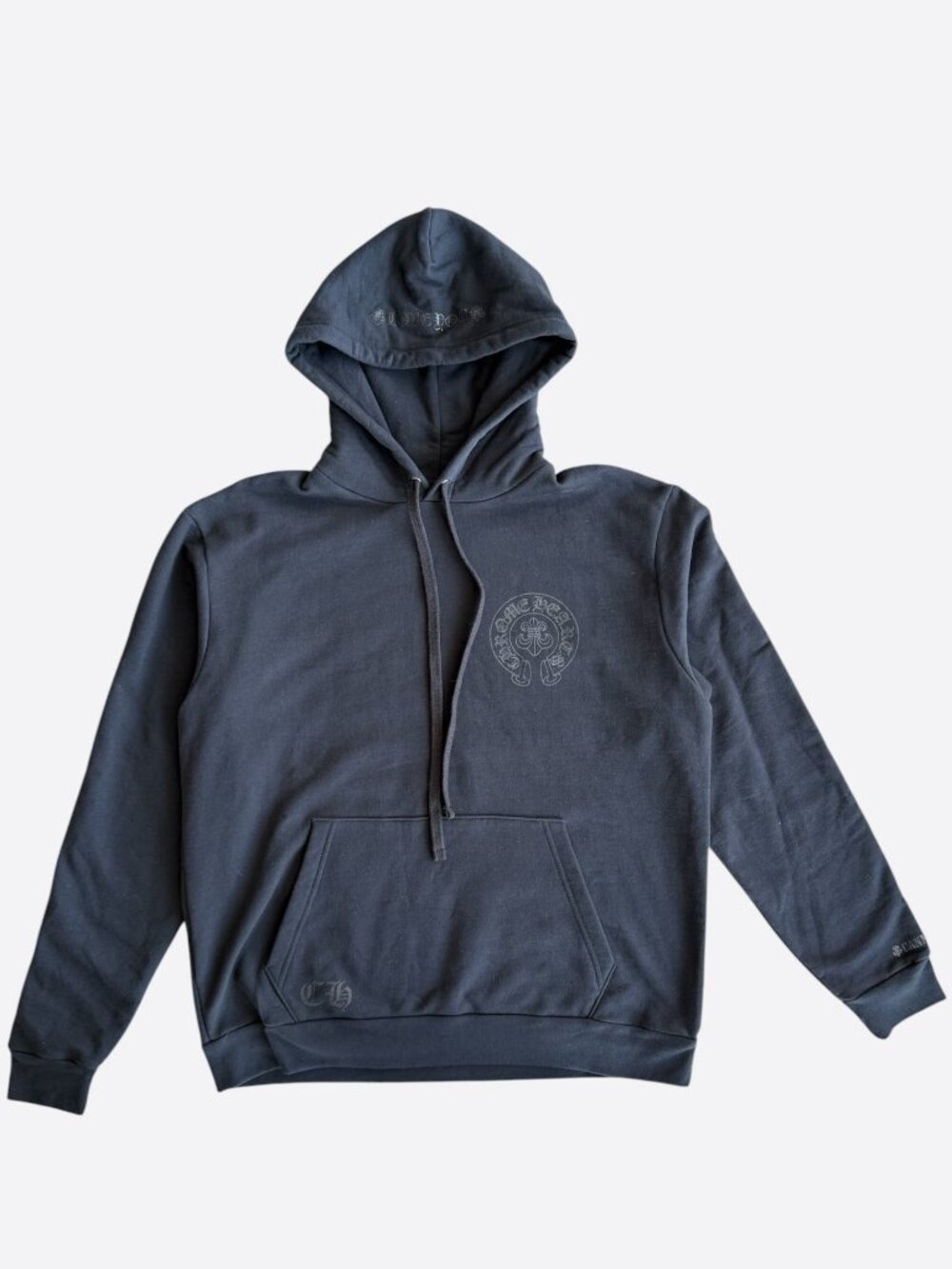 Chrome Hearts Black & Grey Cannes Exclusive Horseshoe Logo Hoodie